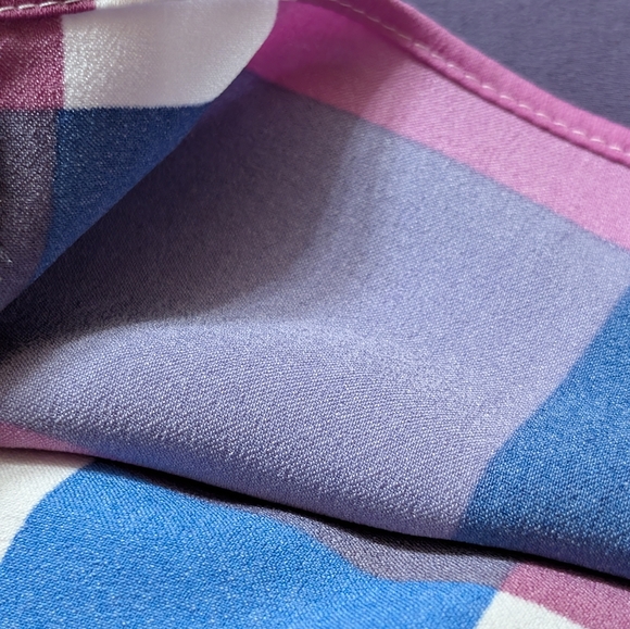 Ann Taylor Factory Plaid Flutter Sleeve Flare Dress | Large | Blue Purple - Picture 9 of 10